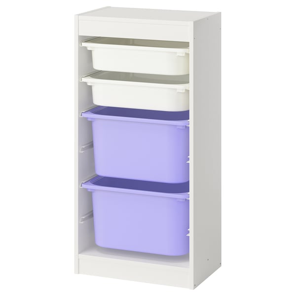 TROFAST storage combination with boxes, white white/lilac, 46x30x94 cm