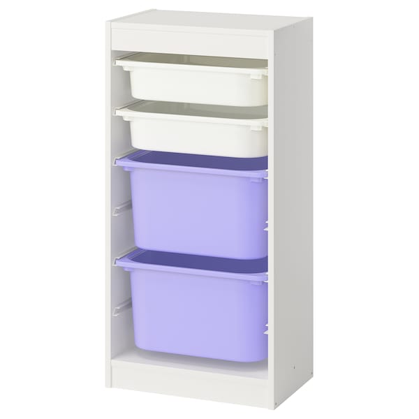 TROFAST - Storage combination with boxes, white white/lilac, 46x30x94 cm