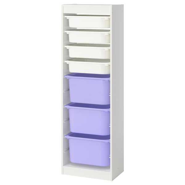 TROFAST - TROFAST Storage combination with boxes, white white/lilac, 46x30x145 cm