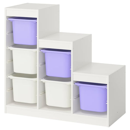 TROFAST - TROFAST Storage combination with boxes, white white/lilac, 99x44x94 cm