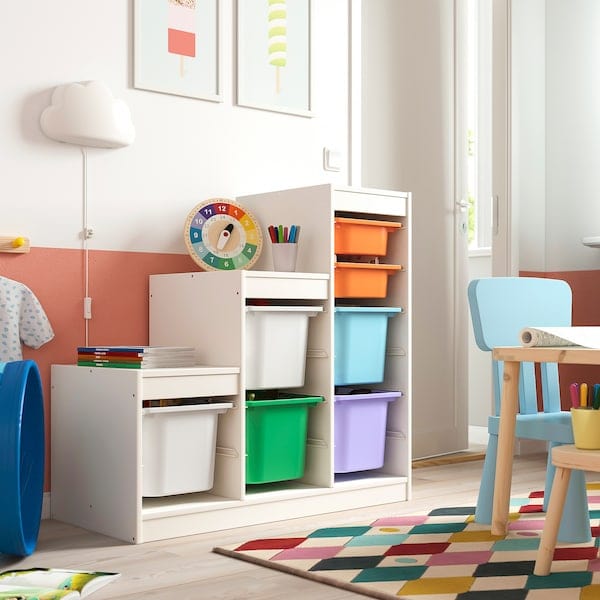 Ikea TROFAST - Combination with containers, white white/multicolor,99x44x94 cm