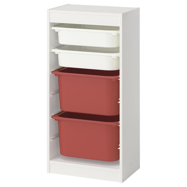 Ikea TROFAST - Combination with containers, white white/red,46x30x94 cm