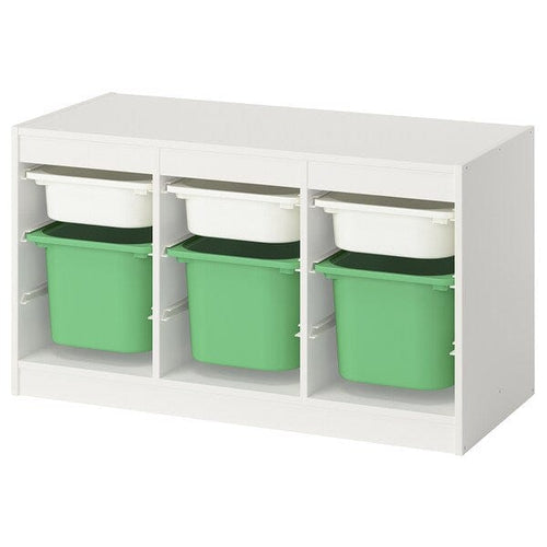 TROFAST - Combination with containers, white white/lively green,99x44x56 cm