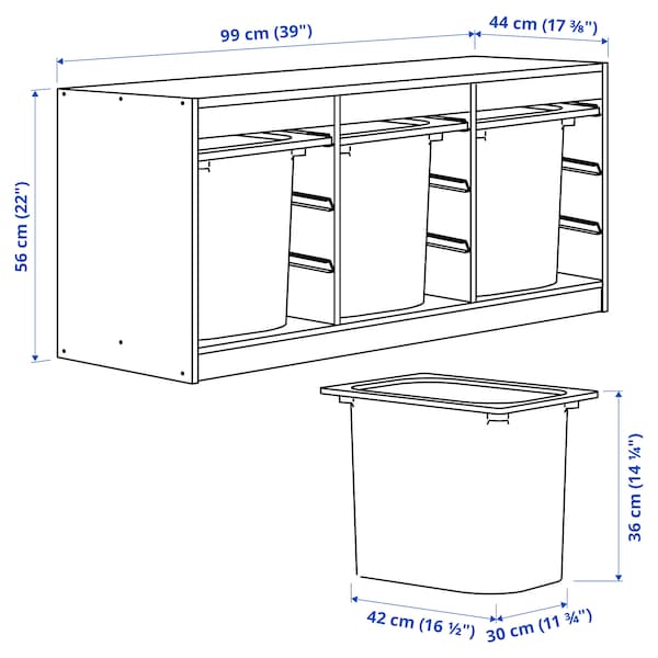 Ikea TROFAST - Combination with containers, white/white,99x44x56 cm