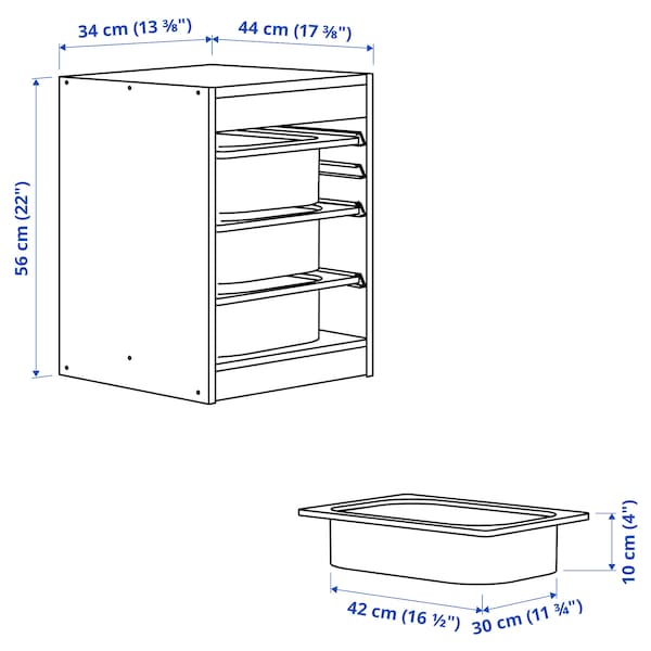 Ikea TROFAST - Combination with containers, white/white,34x44x56 cm