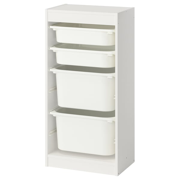 TROFAST storage combination with boxes, white/white, 46x30x94 cm