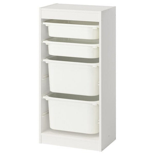 TROFAST storage combination with boxes, white/white, 46x30x94 cm