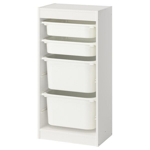 TROFAST - Storage combination with boxes, white/white, 46x30x94 cm