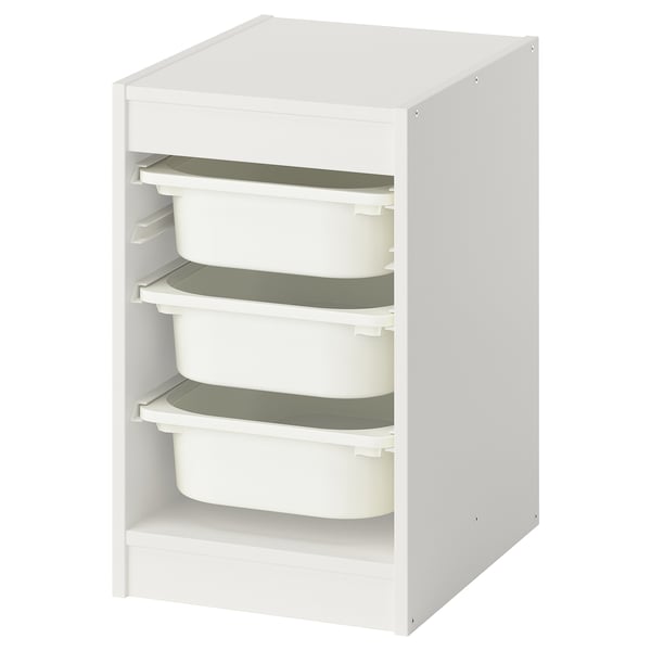 TROFAST storage combination with boxes, white/white, 34x44x56 cm
