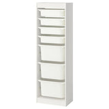 TROFAST storage combination with boxes, white/white, 46x30x145 cm