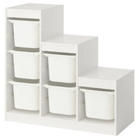 TROFAST storage combination with boxes, white/white, 99x44x94 cm