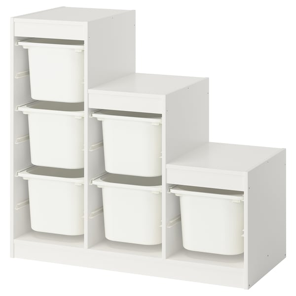 TROFAST - TROFAST Storage combination with boxes, white/white, 99x44x94 cm