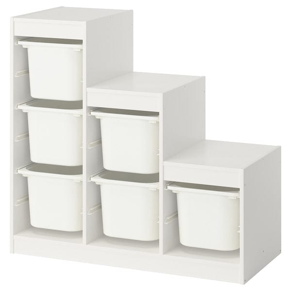 TROFAST - Storage combination with boxes, white/white, 99x44x94 cm