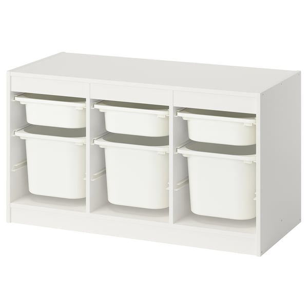 TROFAST storage combination with boxes, white/white, 99x44x56 cm
