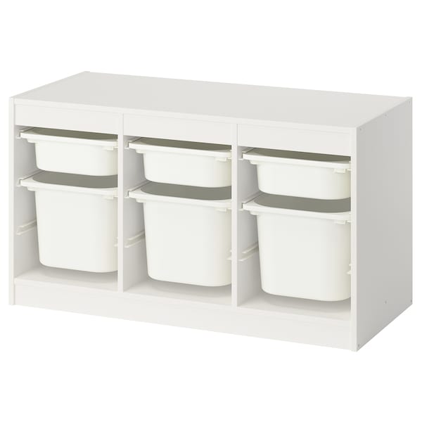 TROFAST - Storage combination with boxes, white/white, 99x44x56 cm
