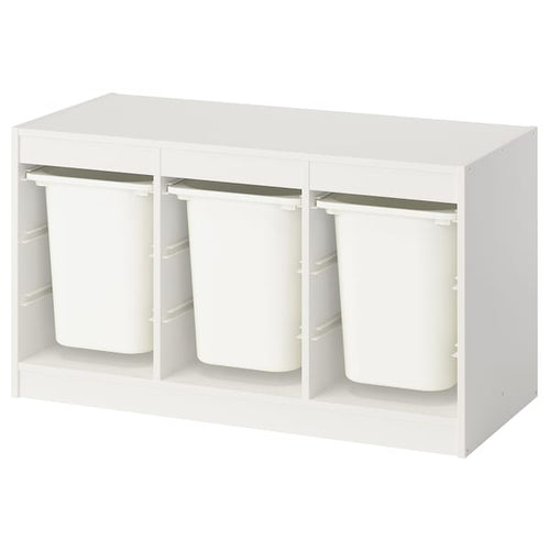 TROFAST storage combination with boxes, white/white, 99x44x56 cm