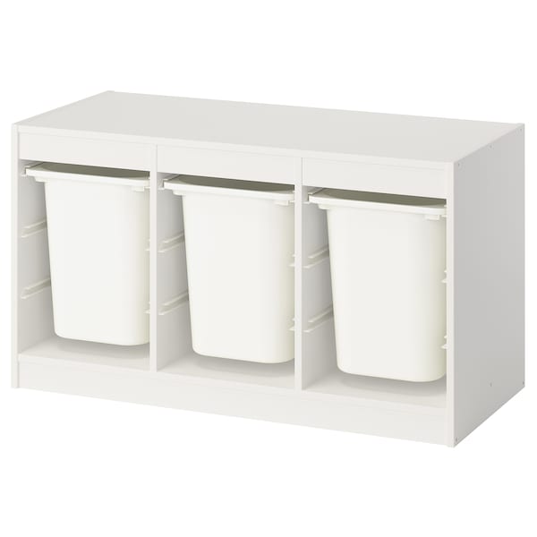 TROFAST - Storage combination with boxes, white/white, 99x44x56 cm