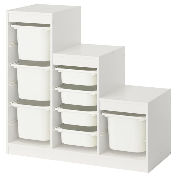 TROFAST - TROFAST Storage combination with boxes, white/white, 99x44x94 cm