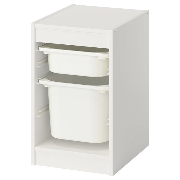 TROFAST storage combination with boxes, white/white, 34x44x56 cm