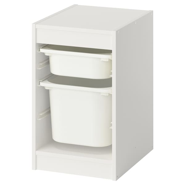 TROFAST - Storage combination with boxes, white/white, 34x44x56 cm