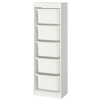 TROFAST storage combination with boxes, white/white, 46x30x145 cm