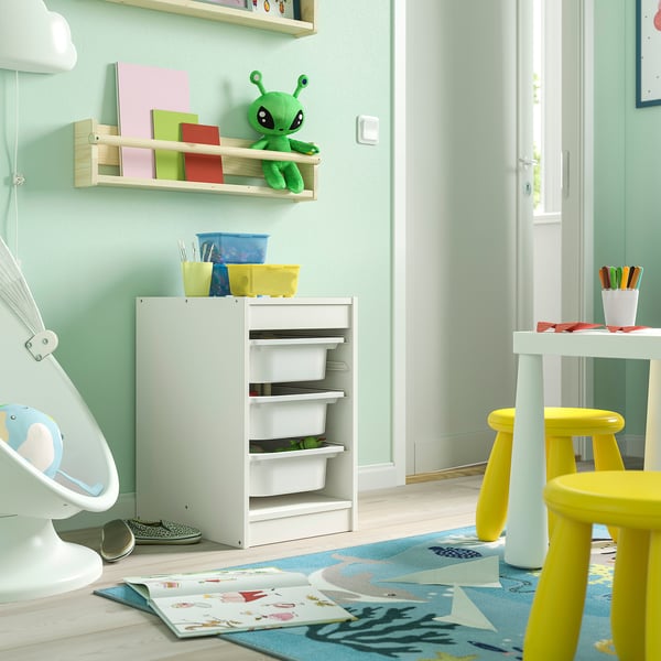 TROFAST storage combination with boxes, white/white, 34x44x56 cm