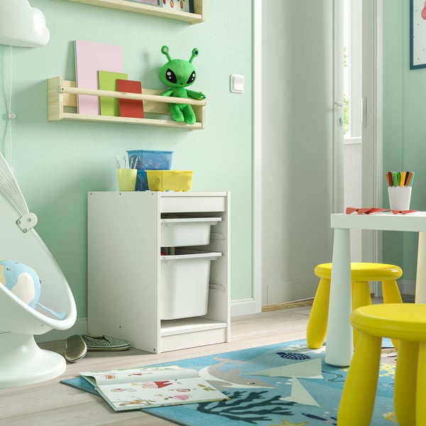 TROFAST storage combination with boxes, white/white, 34x44x56 cm
