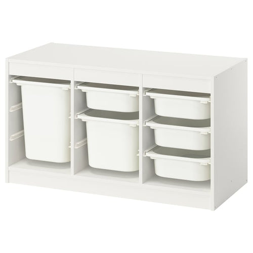 TROFAST storage combination with boxes, white/white, 99x44x56 cm