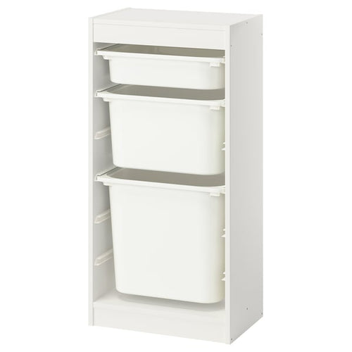 TROFAST storage combination with boxes, white/white, 46x30x94 cm