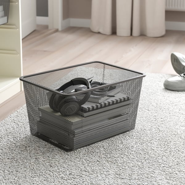 TROFAST storage combination with boxes, white/dark grey, 99x44x56 cm
