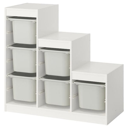 TROFAST - Combination with containers, white/grey,99x44x94 cm