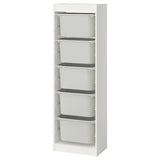 TROFAST storage combination with boxes, white/grey, 46x30x145 cm