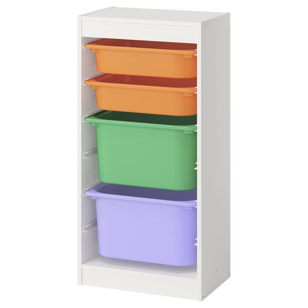 TROFAST storage combination with boxes, white/multicolour, 46x30x94 cm