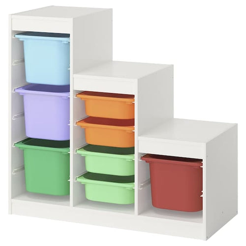TROFAST - Storage combination with boxes, white/multicolour, 99x44x94 cm