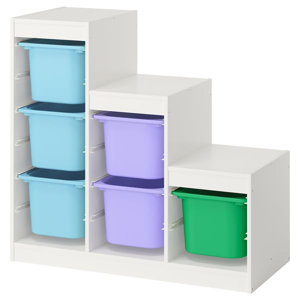 TROFAST - TROFAST Storage combination with boxes, white/multicolour, 99x44x94 cm
