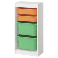 TROFAST storage combination with boxes, white light orange/bright green, 46x30x94 cm