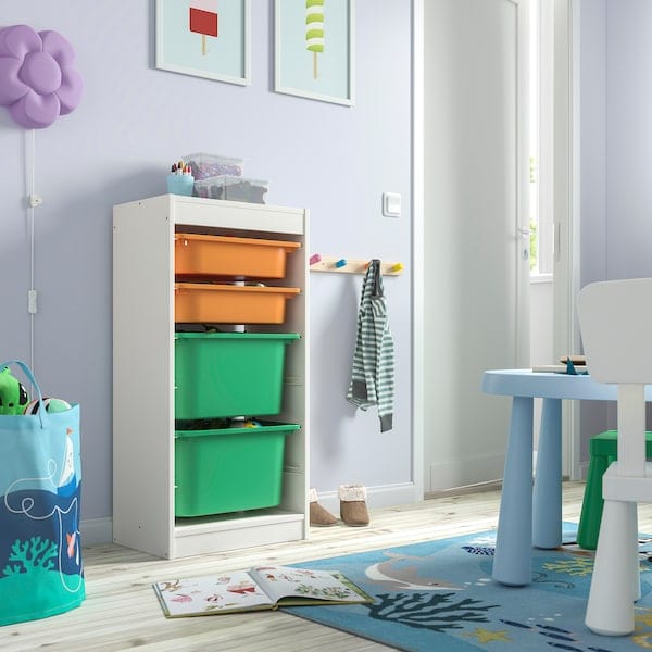 Ikea TROFAST - Combination with containers, salmon white/ bright green,46x30x94 cm