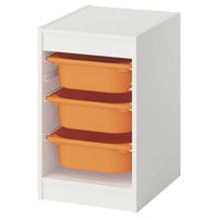 TROFAST storage combination with boxes, white/light orange, 34x44x56 cm
