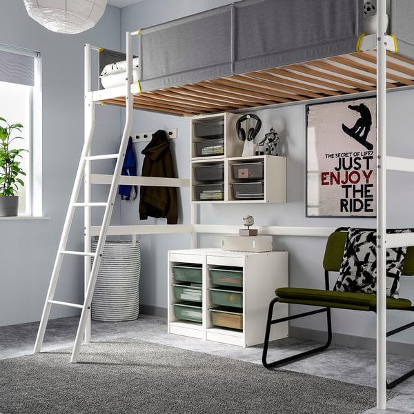 TROFAST storage combination with boxes, white/light green-grey, 34x44x56 cm