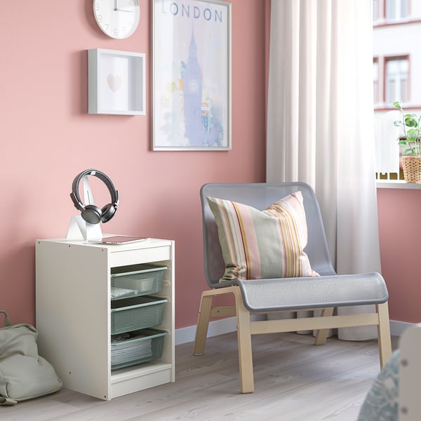 TROFAST storage combination with boxes, white/light green-grey, 34x44x56 cm