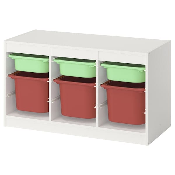 Ikea TROFAST - Combination with containers, white light green/red,99x44x56 cm