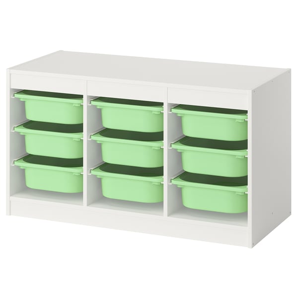TROFAST - TROFAST Storage combination with boxes, white/light green, 99x44x56 cm