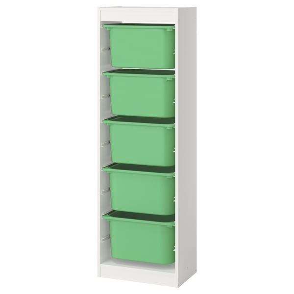 TROFAST - TROFAST Storage combination with boxes, white/bright green, 46x30x145 cm