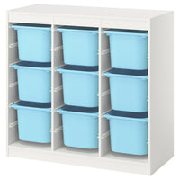 TROFAST storage combination with boxes, room divider/white light blue, 99x44x94 cm