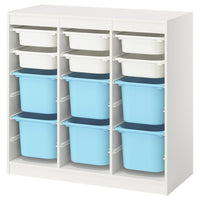 TROFAST storage combination with boxes, room divider/white light blue, 99x44x94 cm