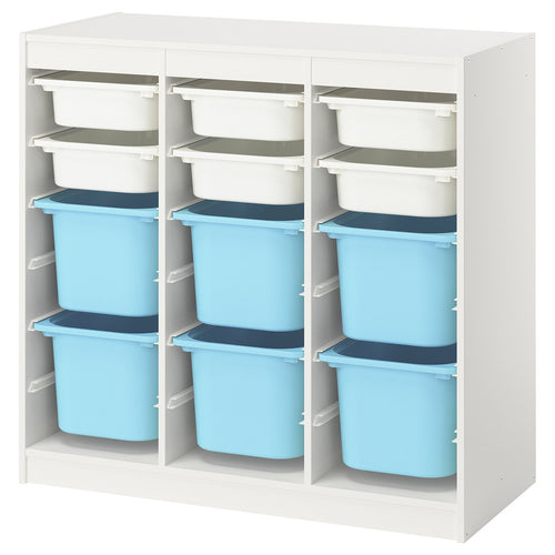 TROFAST storage combination with boxes, room divider/white light blue, 99x94x44 cm