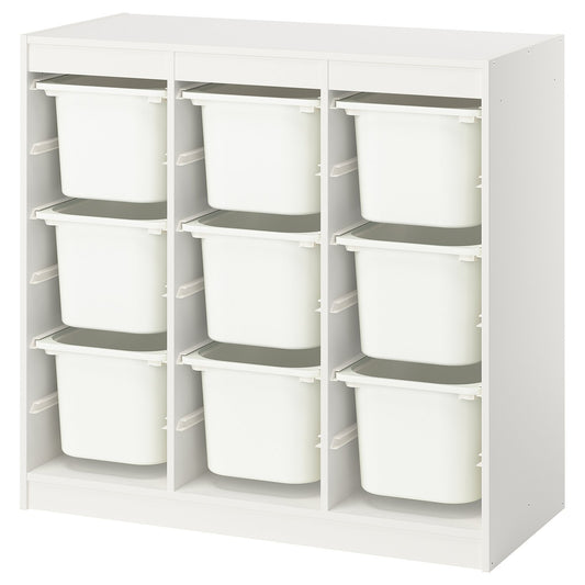 TROFAST storage combination with boxes, room divider/white white, 99x94x44 cm