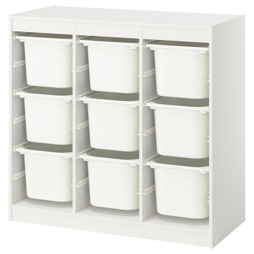 TROFAST storage combination with boxes, room divider/white white, 99x94x44 cm