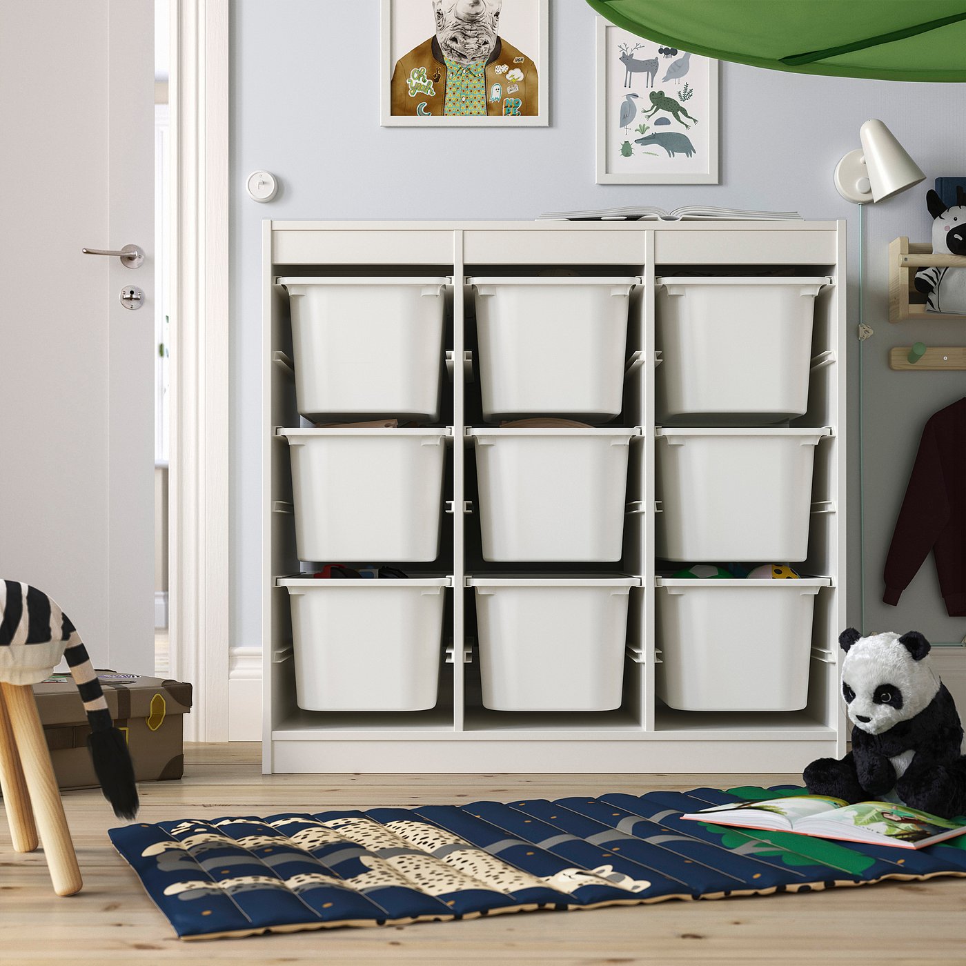 TROFAST storage combination with boxes, room divider/white white, 99x44x94 cm