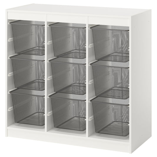 TROFAST storage combination with boxes, room divider/white dark grey, 99x94x44 cm
